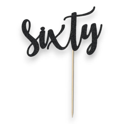 Picture of SIXTY CAKE TOPPER BLACK GLITTER